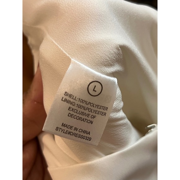 Fashion Nova Sienna Satin Mini Dress White Square Neck Bubble Hem Size L - NEW - Picture 3 of 8